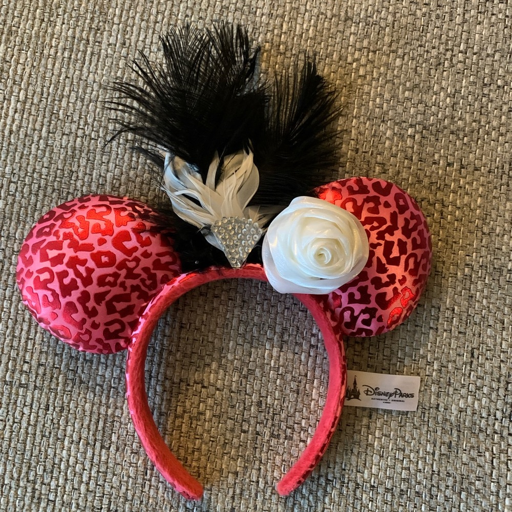 Pink Leopard with Feathers Minnie Ears-Disney Parks